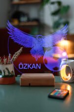 Kişiye Özel Kara Kartal 3D 16 Renk Led Gece Lambası - Görsel 2