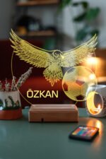 Kişiye Özel Kara Kartal 3D 16 Renk Led Gece Lambası - Görsel 5