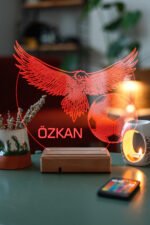 Kişiye Özel Kara Kartal 3D 16 Renk Led Gece Lambası - Görsel 6