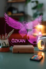 Kişiye Özel Kara Kartal 3D 16 Renk Led Gece Lambası - Görsel 7