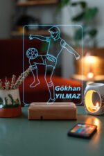 Kişiye Özel Hediye Top Sektiren Futbolcu 3D Led Masaüstü Lamba
