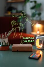 Kişiye Özel Hediye Top Sektiren Futbolcu 3D Led Masaüstü Lamba - Görsel 2