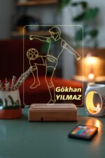 Kişiye Özel Hediye Top Sektiren Futbolcu 3D Led Masaüstü Lamba - Görsel 3