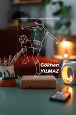 Kişiye Özel Hediye Top Sektiren Futbolcu 3D Led Masaüstü Lamba - Görsel 6