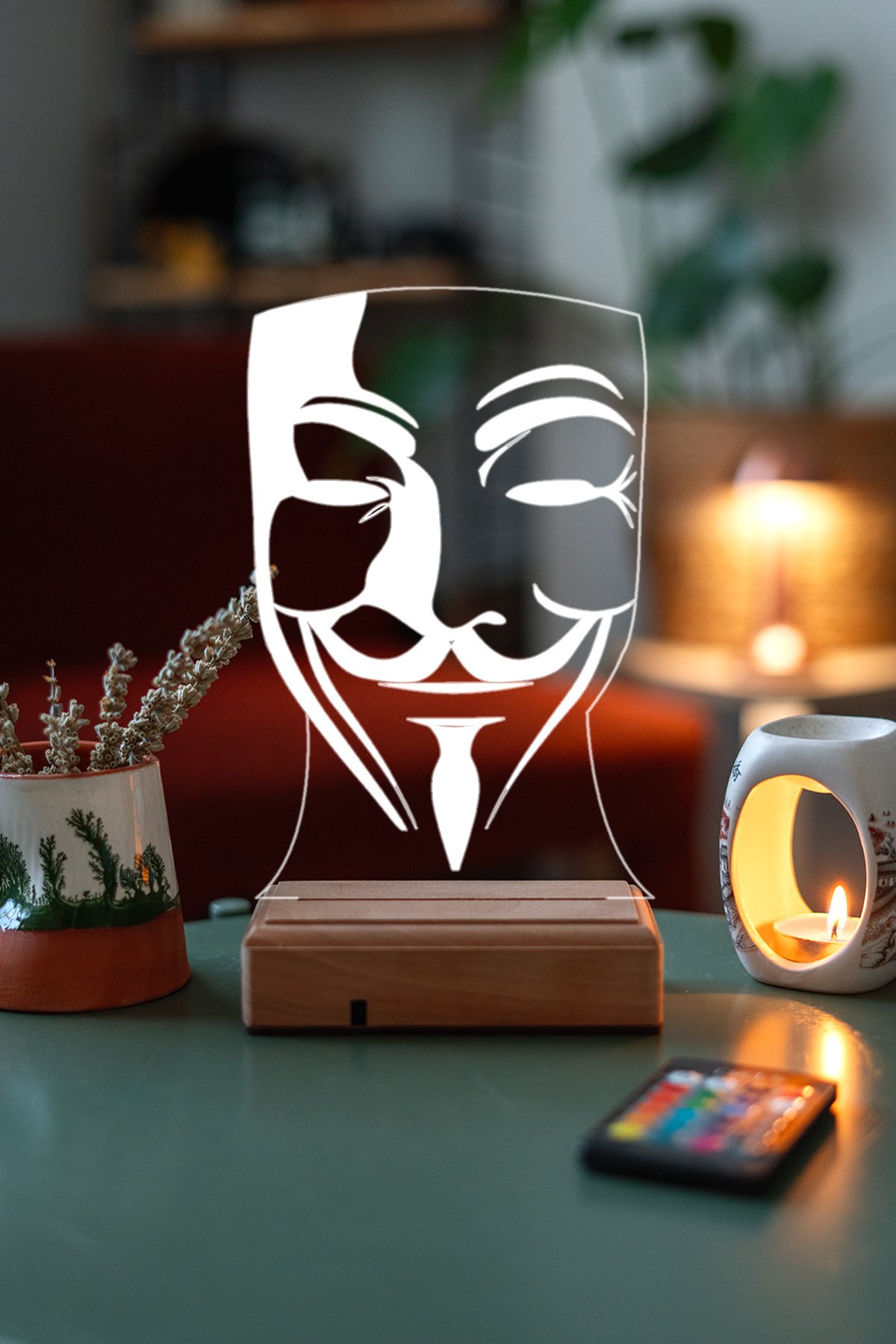 MDW-FLM-005 V For Vendetta 16 Renk Gece Lambası - Görsel 1