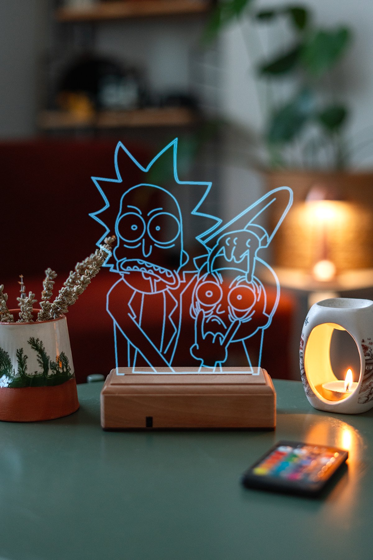 MDW-FLM-007 3d Rick And Morty 16 Renk Masa Lambası - Görsel 1