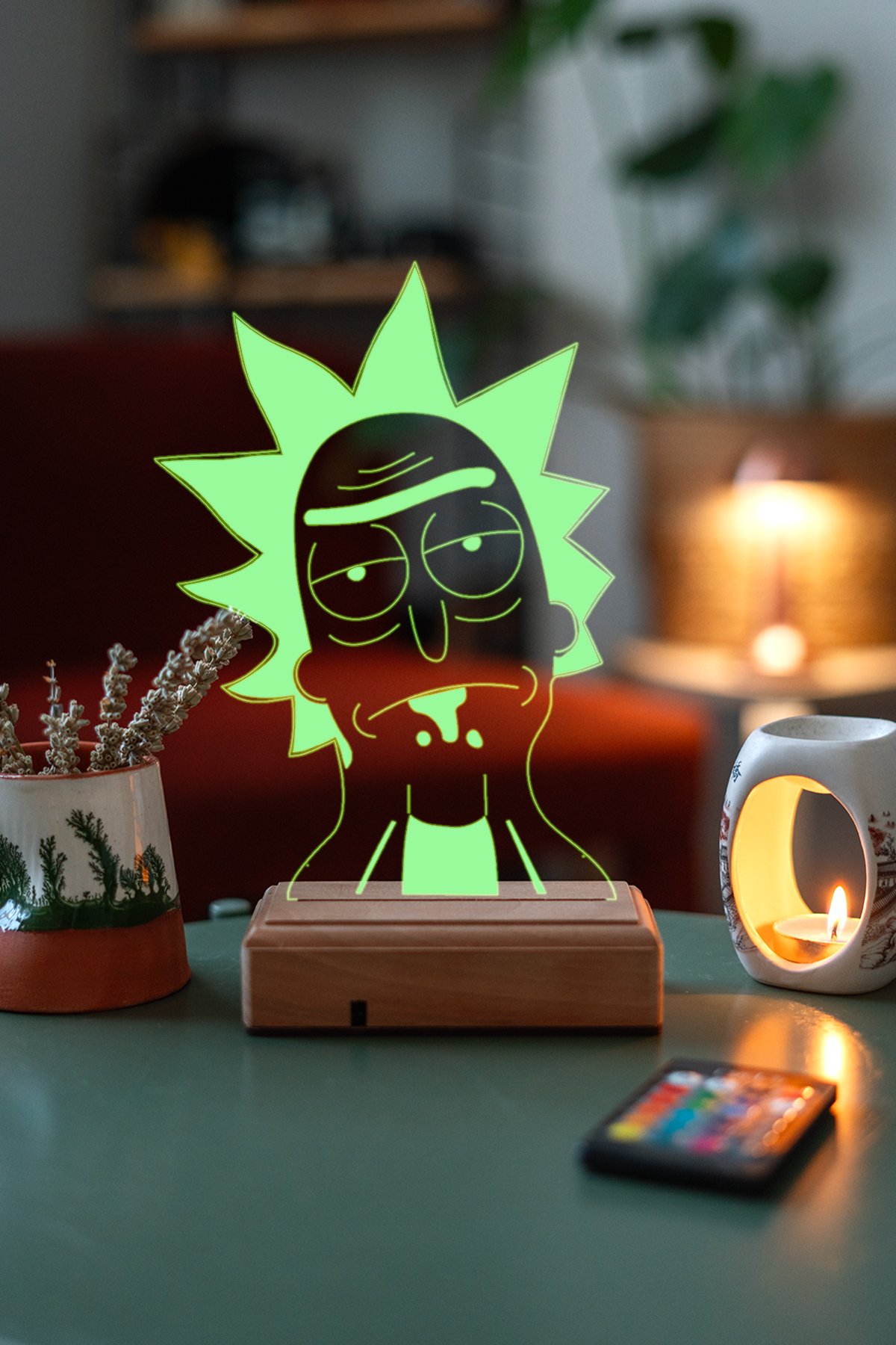 MDW-FLM-015 Rick And Morty - Rick - 3D 16 Renk Gece Lambası - Görsel 1