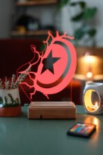 3D Kaptan Amerika 16 Renk Gece Lambası - Görsel 5