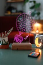 Kişiye Özel Up - Yukarı Bak 3D 16 Renk Dekoratif Led Lamba