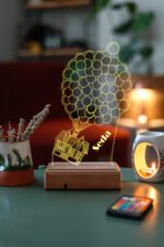 Kişiye Özel Up - Yukarı Bak 3D 16 Renk Dekoratif Led Lamba - Görsel 3