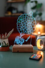 Kişiye Özel Up - Yukarı Bak 3D 16 Renk Dekoratif Led Lamba - Görsel 4
