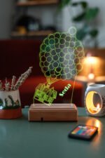 Kişiye Özel Up - Yukarı Bak 3D 16 Renk Dekoratif Led Lamba - Görsel 5