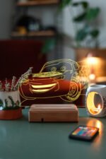 Şimşek McQueen Araba 16 Renkli Kumandalı Gece Lambası - Görsel 4