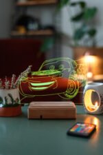 Şimşek McQueen Araba 16 Renkli Kumandalı Gece Lambası - Görsel 5