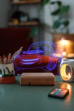Şimşek McQueen Araba 16 Renkli Kumandalı Gece Lambası - Görsel 6