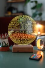 Star Wars Death Star Hediye 16 Renkli Kumandalı Gece Lambası - Görsel 2