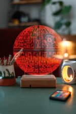 Star Wars Death Star Hediye 16 Renkli Kumandalı Gece Lambası - Görsel 3