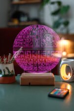 Star Wars Death Star Hediye 16 Renkli Kumandalı Gece Lambası - Görsel 4