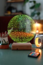 Star Wars Death Star Hediye 16 Renkli Kumandalı Gece Lambası - Görsel 5