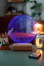 Star Wars Death Star Hediye 16 Renkli Kumandalı Gece Lambası - Görsel 6