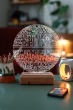 Star Wars Death Star Hediye 16 Renkli Kumandalı Gece Lambası - Görsel 7