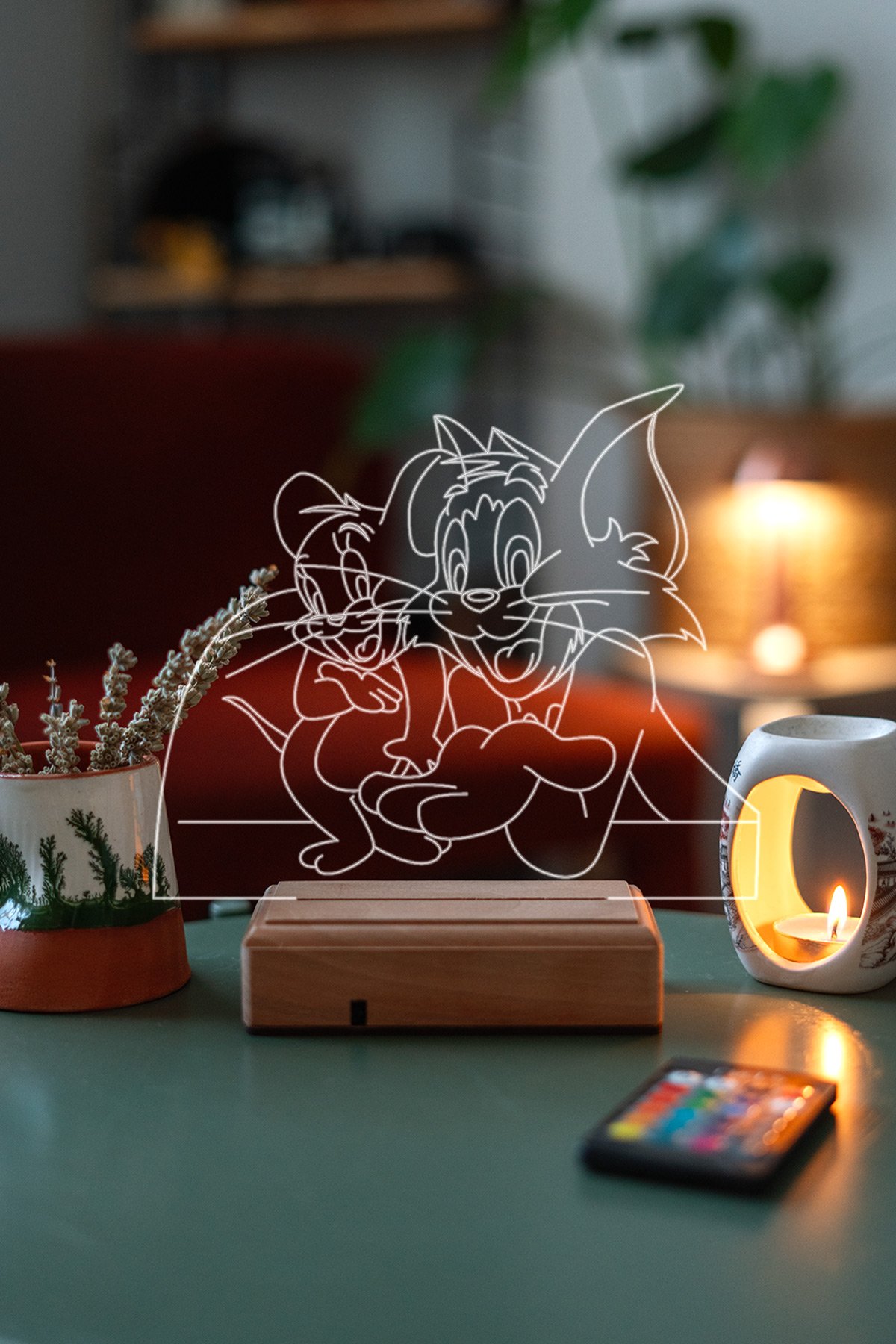 MDW-FLM-062 Tom ve Jerry Tasarımlı Kumandalı Hediyelik Gece Lambası - Görsel 1