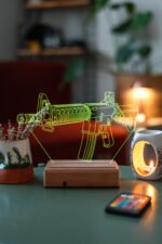Özel Tasarım CS Makineli Tüfek 3D 16 Renk Dekoratif Led Lamba - Görsel 3