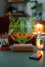 Özel Tasarım Fantastik Kurt 3D Led Gece Lambası Hediyelik Eşya