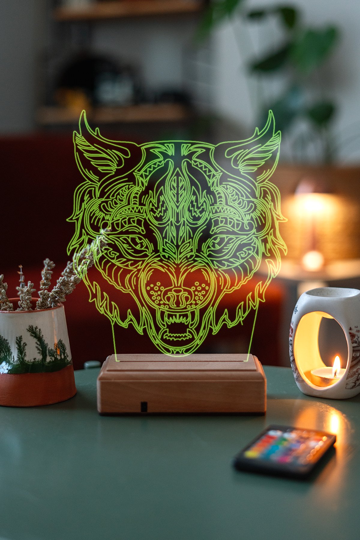 MDW-FT-1080 Özel Tasarım Fantastik Kurt 3D Led Gece Lambası Hediyelik Eşya - Görsel 1