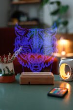 Özel Tasarım Fantastik Kurt 3D Led Gece Lambası Hediyelik Eşya - Görsel 2