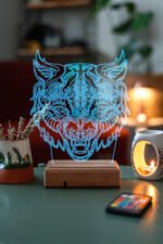 Özel Tasarım Fantastik Kurt 3D Led Gece Lambası Hediyelik Eşya - Görsel 4