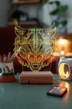 Özel Tasarım Fantastik Kurt 3D Led Gece Lambası Hediyelik Eşya - Görsel 5