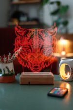 Özel Tasarım Fantastik Kurt 3D Led Gece Lambası Hediyelik Eşya - Görsel 6
