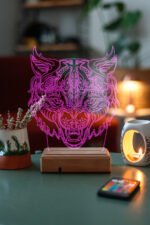 Özel Tasarım Fantastik Kurt 3D Led Gece Lambası Hediyelik Eşya - Görsel 7