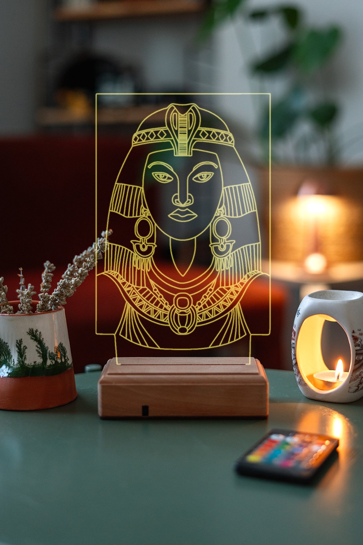MDW-FT-1090 Özel Tasarım Mısırlı Kadın 3D 16 Renk Dekoratif Led Lamba - Görsel 1