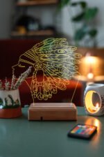Özel Tasarım Kızılderili 3D Dekoratif 16 Renk Led Lamba - Görsel 3