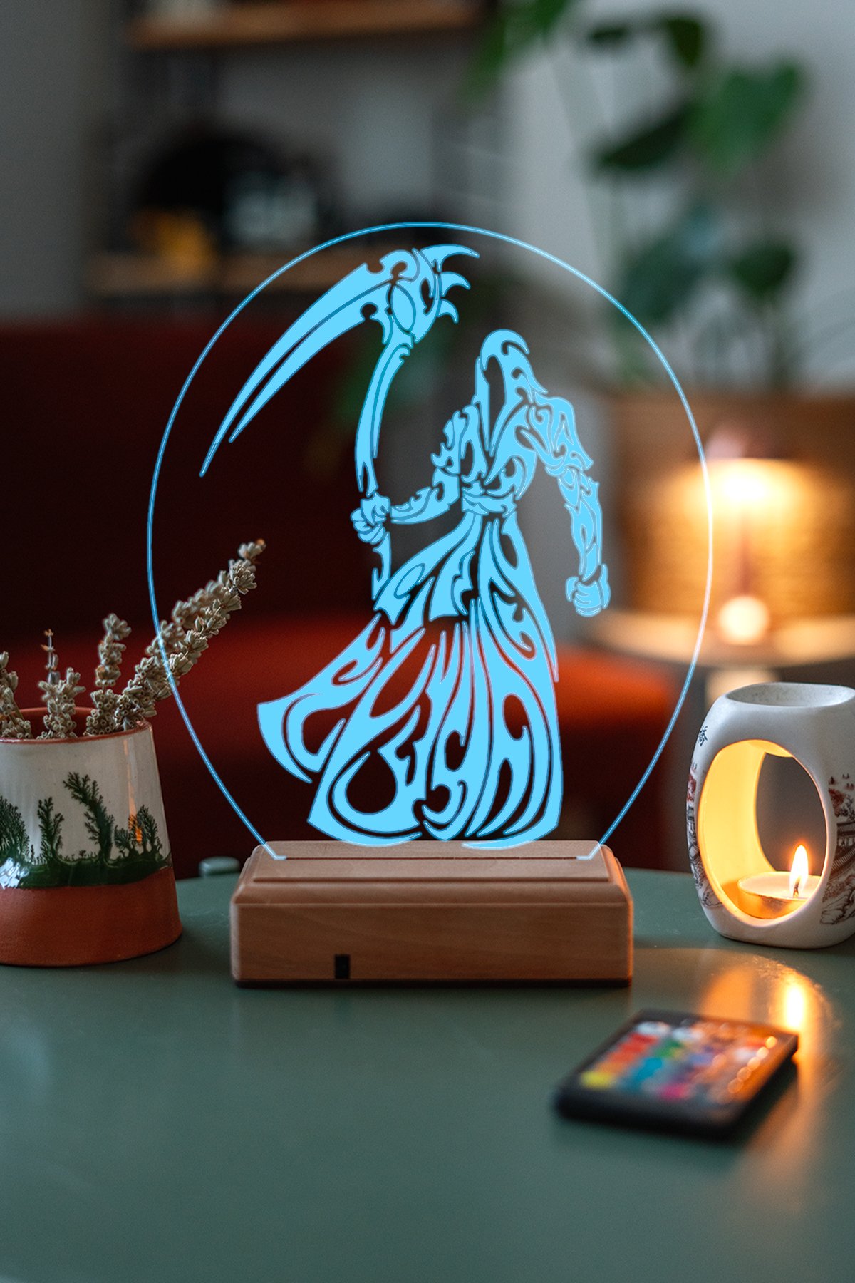 MDW-FT-1120 Özel Tasarım Fantastik Ölüm Meleği 3D 16 Renk Dekoratif Led Lamba - Görsel 1