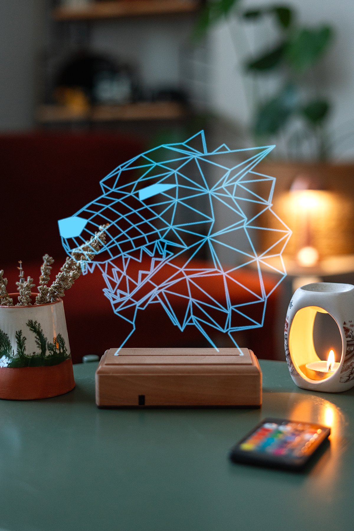 MDW-FT-1130 Özel Tasarım Kurt 3D Led Dekoratif Gece Lambası - Görsel 1