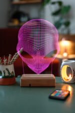 Uzaylı 3D 16 Renk Gece Lambası - Görsel 5