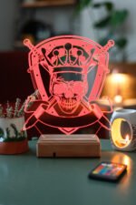 Kişiye Özel Kral İskelet 3D Dekoratif Led Lamba - Görsel 2