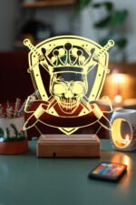 Kişiye Özel Kral İskelet 3D Dekoratif Led Lamba - Görsel 3
