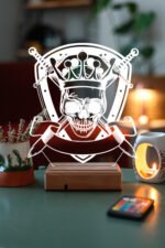 Kişiye Özel Kral İskelet 3D Dekoratif Led Lamba - Görsel 7