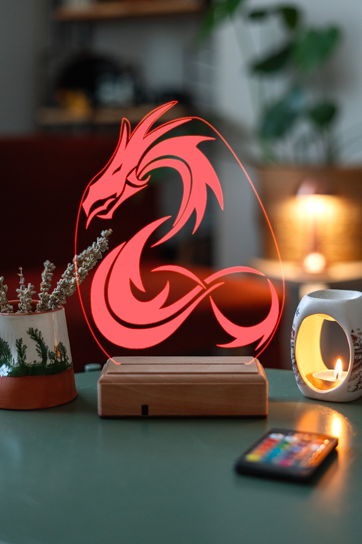 MDW-FT-1200 Özel Tasarım 3D Dil Çıkartan Ejderha 16 Renk Dekoratif Led Lamba - Görsel 1