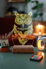Kişiye Özel Fantastik Baykuş 3D Dekoratif Lamba