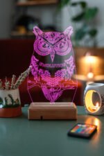 Kişiye Özel Fantastik Baykuş 3D Dekoratif Lamba - Görsel 6