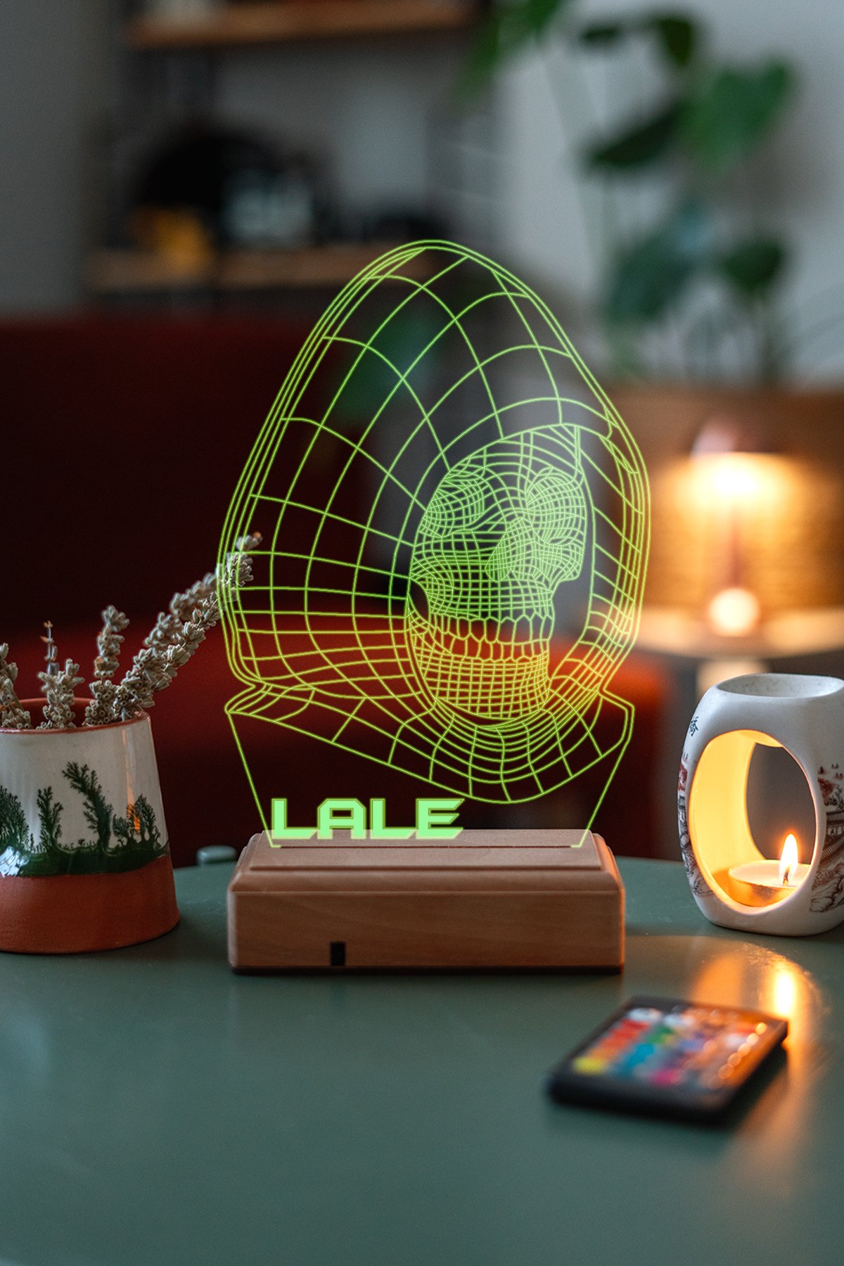 MDW-FT-1330 Kişiye Özel 3D İskelet Kuru Kafa 16 Renk Dekoratif Led Lamba - Görsel 1