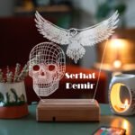 Kişiye Özel Fantastik Kuru Kafa Kartal 16 Renk Dekoratif Led Lamba