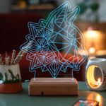 Özel Tasarım Geometrik Kedi 3D 16 Renk Dekoratif Led Lamba