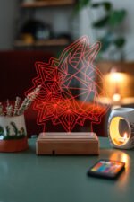 Özel Tasarım Geometrik Kedi 3D 16 Renk Dekoratif Led Lamba - Görsel 3