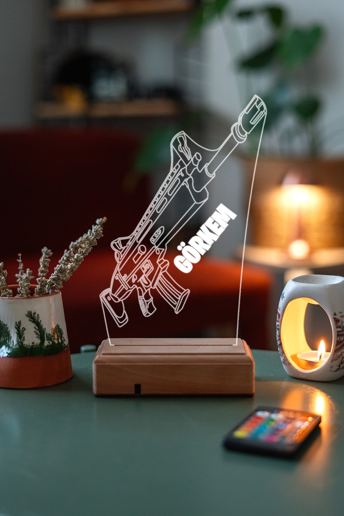 MDW-GM-1100 Kişiye Özel Fortnite Makineli Tüfek 16 Renk Dekoratif Lamba - Görsel 1